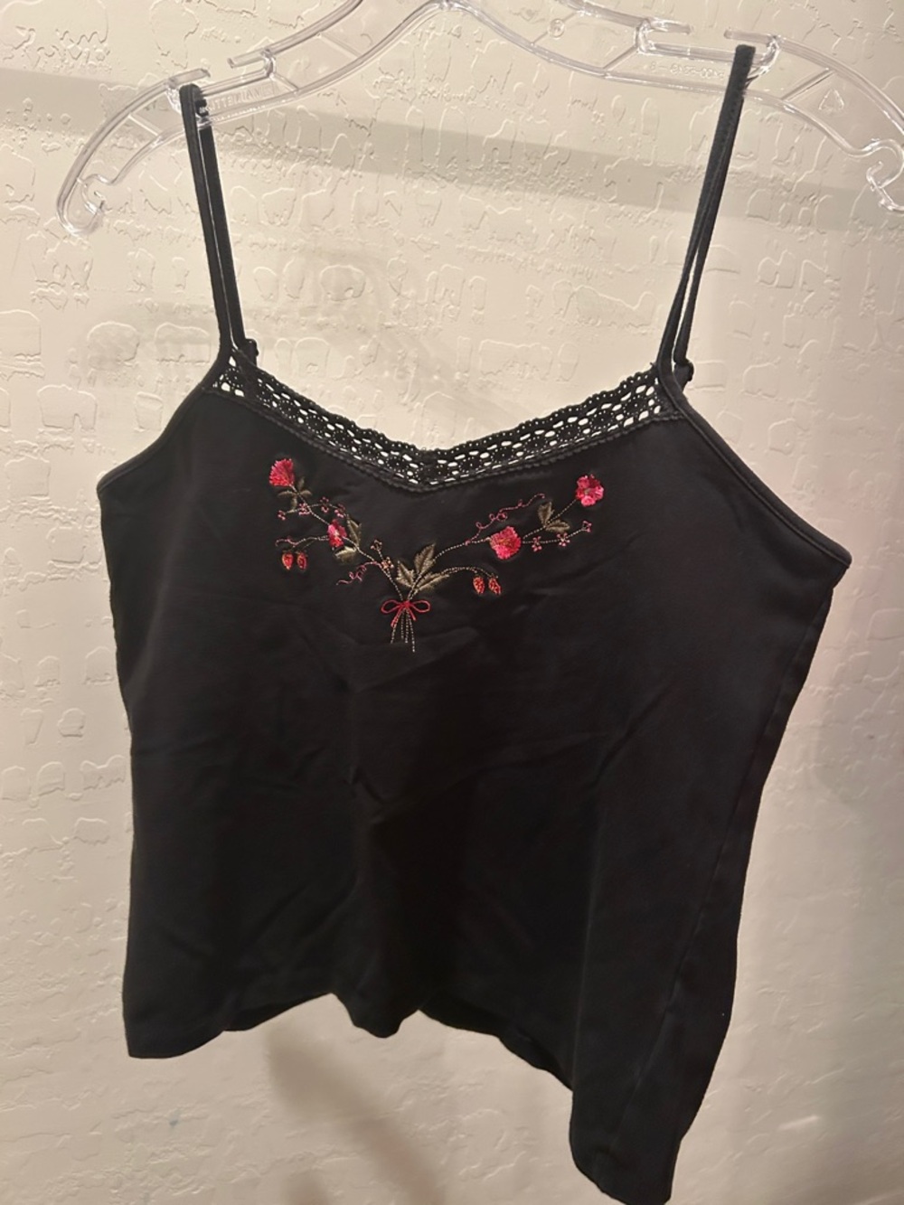 St. John's Bay Black Cami with Pink Floral Embroidery - Picture 10 of 16